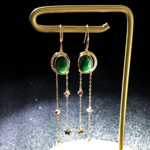 18K糯冰种墨翠翡翠耳坠