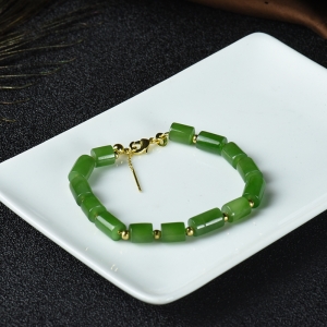 14K山料和田碧玉手链