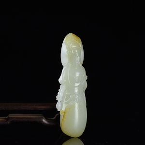 籽料和田白玉观音吊坠