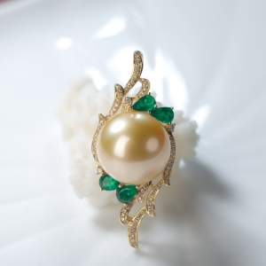 18K海水金色珍珠吊坠