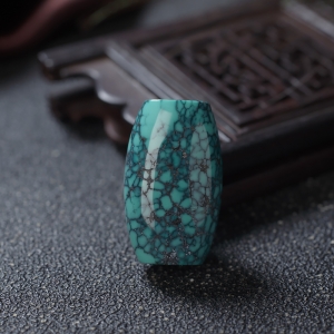 高瓷铁线蓝绿绿松石桶珠