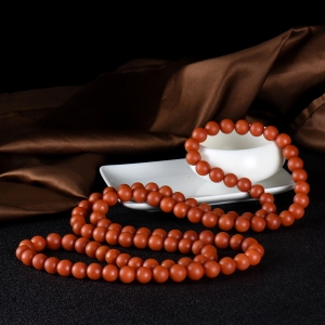 10.5mm柿子红南红108佛珠