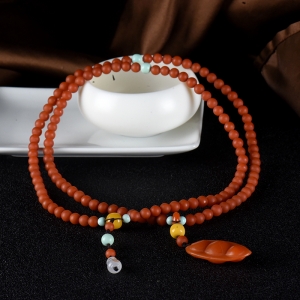 6mm柿子红南红四季平安108佛珠