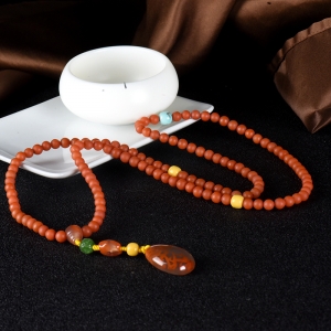 5.5mm柿子红南红108佛珠