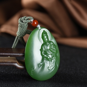 山料和田碧玉观音吊坠