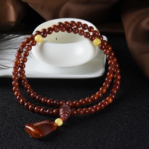 6mm玫瑰红南红多圈手串