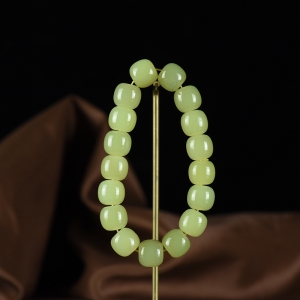 山料和田黄玉老形珠单圈手串