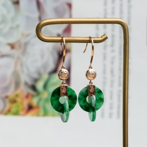 18K花青种翡翠耳坠