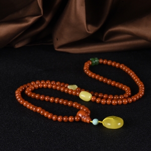 6mm柿子红南红平安扣108佛珠