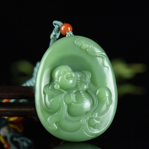 山料和田碧玉弥勒佛吊坠