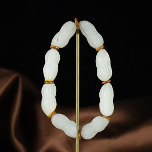 山料和田白玉多子多福单圈手串