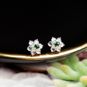 18K冰种翡翠耳钉