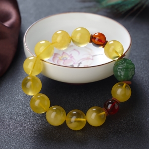 13.5mm鸡油黄金绞蜜单圈手串