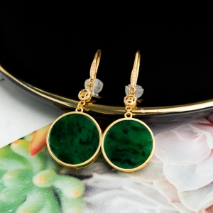 18K花青种翡翠耳坠