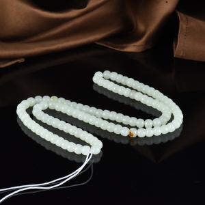 籽料和田白玉老形珠108佛珠