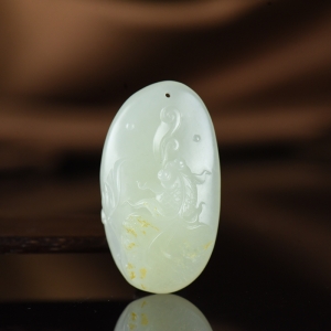 籽料和田白玉金玉满堂吊坠