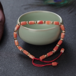 MOMO珊瑚桶珠单圈手串