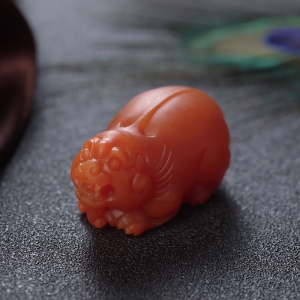 柿子红南红貔貅吊坠