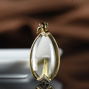 18K金发晶水滴吊坠