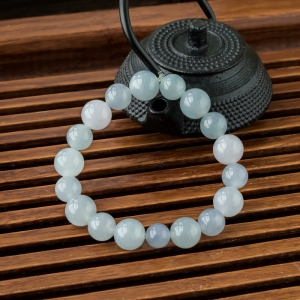 糯冰种浅紫翡翠单圈手串