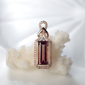 18K双色碧玺吊坠
