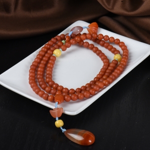 6mm柿子红南红108佛珠