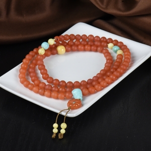 6mm柿子红南红108佛珠