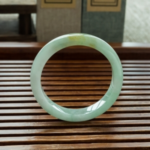 55mm糯冰种飘黄翡翡翠平安镯