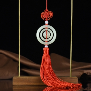 山料和田白玉团团圆圆挂件