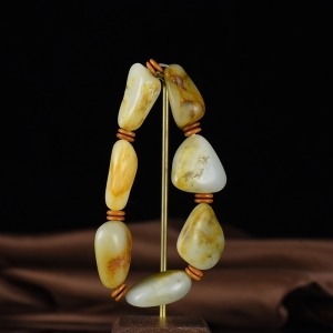 籽料和田玉原石单圈手串