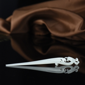 籽料和田白玉凤凰玉簪