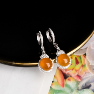 18K糯冰种黄翡翡翠耳坠