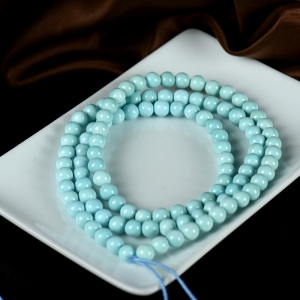 6mm高瓷蓝色绿松石108佛珠