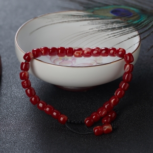 阿卡牛血红珊瑚桶珠单圈手串