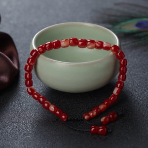 阿卡牛血红珊瑚桶珠单圈手串