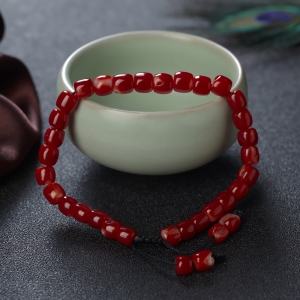 阿卡牛血红珊瑚桶珠单圈手串