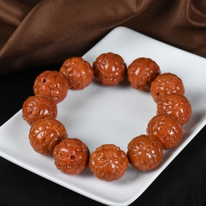 18mm柿子红南红貔貅单圈手串