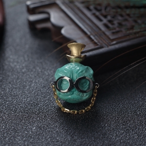 18K中高瓷蓝绿绿松石猫吊坠