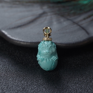 18K中高瓷蓝绿绿松石恐龙吊坠