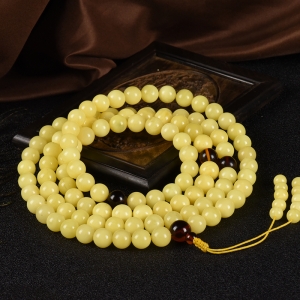 9mm白花蜜蜜蜡108佛珠