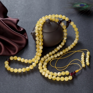 9mm白花蜜蜡108佛珠