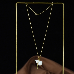 18K籽料和田白玉福禄吊坠