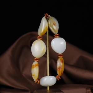 籽料和田玉原石单圈手串