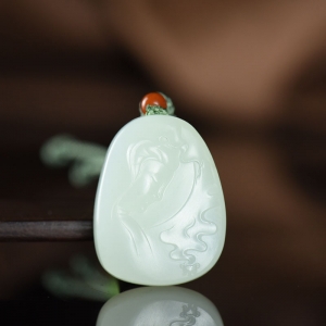 籽料和田白玉观音吊坠