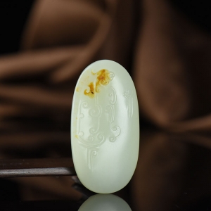 籽料和田白玉仿古凤凰吊坠