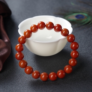 10mm柿子红南红单圈手串