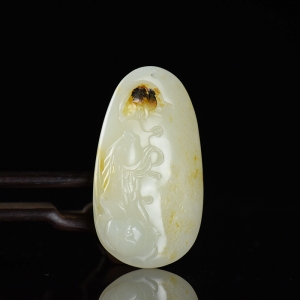 籽料和田白玉年年有余吊坠