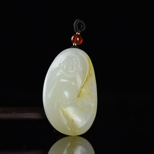 籽料和田白玉弥勒佛吊坠