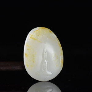 籽料和田白玉悟道吊坠