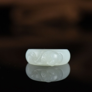 籽料和田白玉荷花指环